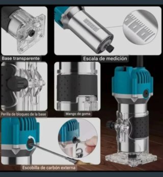 Fresadora Eléctrica Estuche 15 Fresas Madera