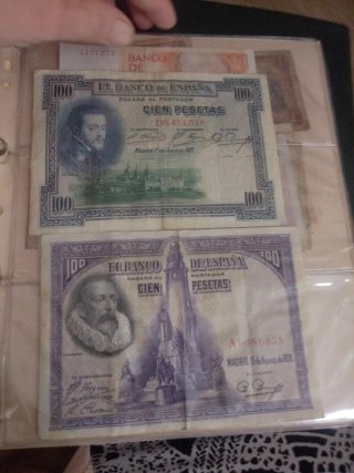 Billetes españoles antiguos con álbum