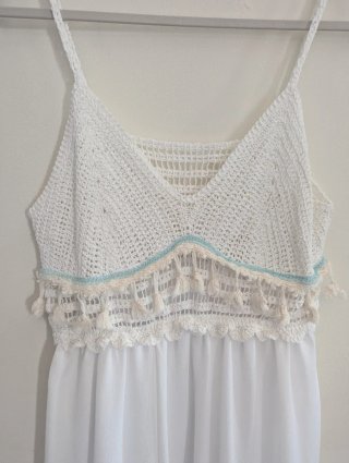 Vestido Longo Boho Chic Crochet e Borlas