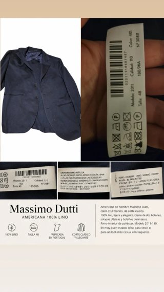 Americana Massimo Dutti 100% Lino Talla 48