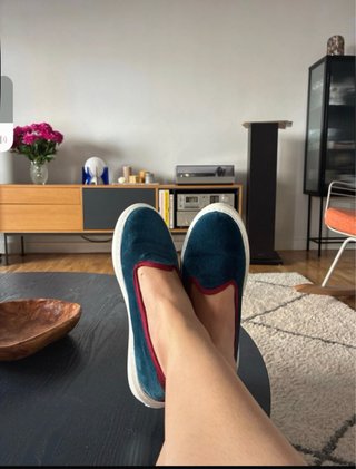 Zapatillas terciopelo azul Sveti Stefan T38