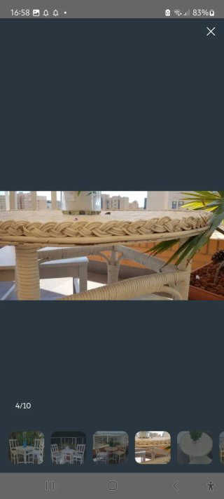 Mesa y 2 sillas terraza mimbre blanco