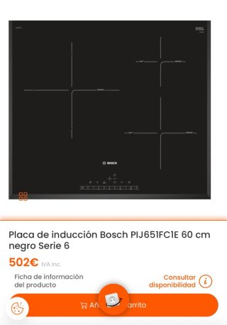 Placa Vitrocerámica Inducción Bosch 9001034110