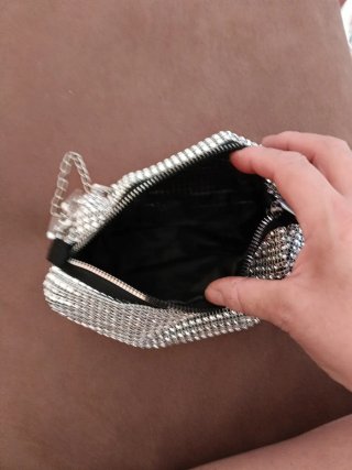 Bolso fiesta plateado con cadena