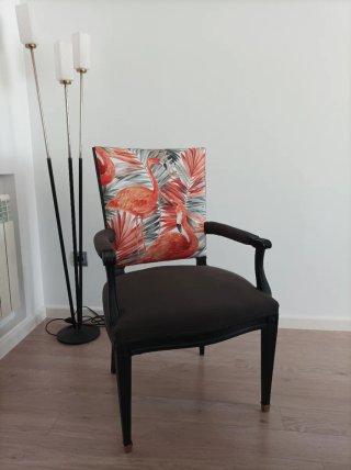 Sillón tapizado flamenco y restauración