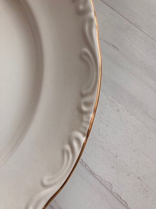 Vajilla Pontesa Blanca Filo Dorado Sin Estrenar