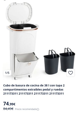 Costway Cubo de basura de cocina de 38 l con tapa