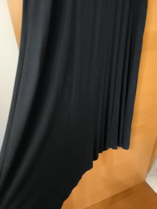 Vestito lungo nero mezza manica girocollo