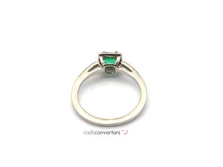 sortija oro 18k con piedra con diamante,esmeralda