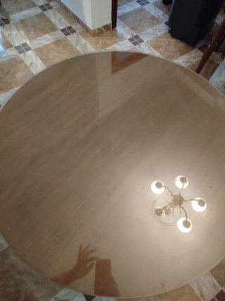 Mesa Camilla Madera (90cm) + cristal+ tarima