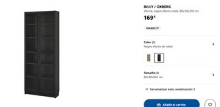 Vitrina BILLY OXBERG con puertas de cristal negro