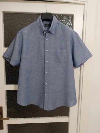 Camisa manga corta azul vaquero estilo lino XXL/XL