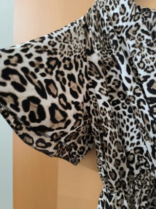 Vestito lungo maculato scollo a V