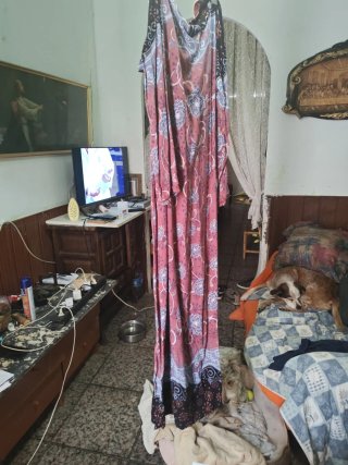 Vestido oriental seda estampado floral