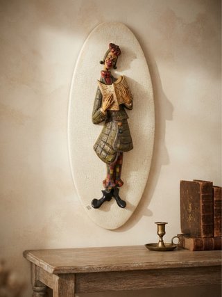 Cuadro Escultórico Clown Lector Antiguo