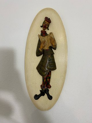 Cuadro Escultórico Clown Lector Antiguo