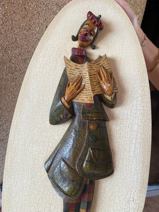 Cuadro Escultórico Clown Lector Antiguo