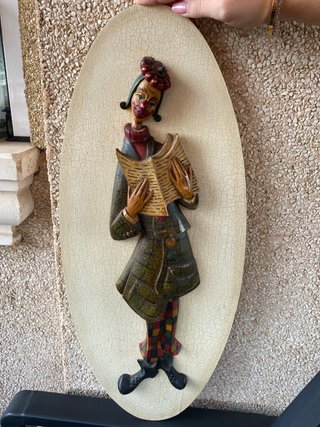 Cuadro Escultórico Clown Lector Antiguo