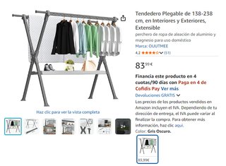 Tendedero Plegable Extensible 138-238 cm