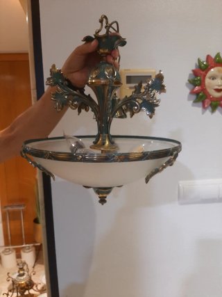 Lámpara colgante bronce y cristal