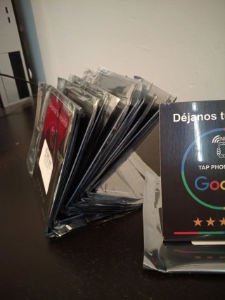 Cartel NFC Google para reseñas