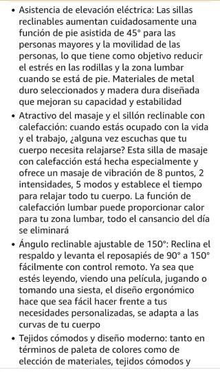 Sillón reclinable eléctrico con masaje
