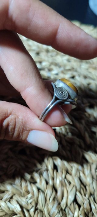 Anillo Plata 1 Ley Ojo de Tigre Natural
