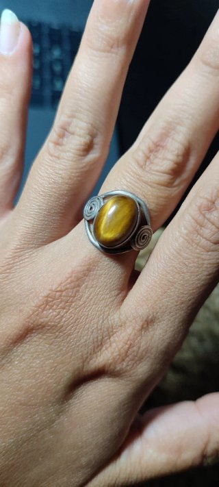 Anillo Plata 1 Ley Ojo de Tigre Natural