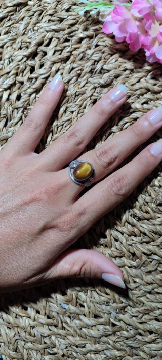 Anillo Plata 1 Ley Ojo de Tigre Natural