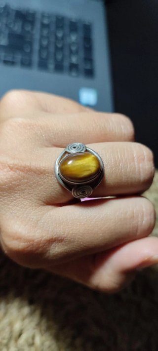 Anillo Plata 1 Ley Ojo de Tigre Natural