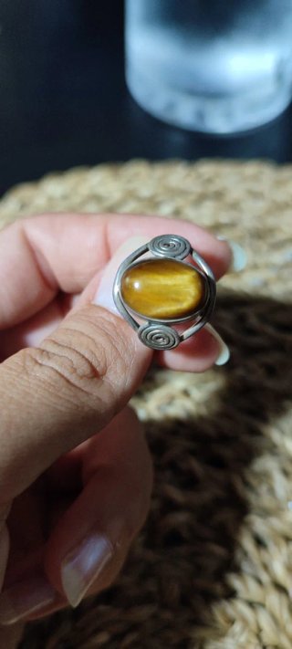Anillo Plata 1 Ley Ojo de Tigre Natural