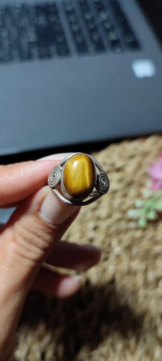 Anillo Plata 1 Ley Ojo de Tigre Natural