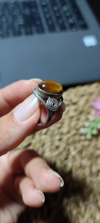 Anillo Plata 1 Ley Ojo de Tigre Natural