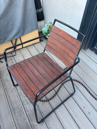 Mesa de exterior madera y hierro forjado