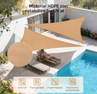 Toldo Vela Triangular Grande Beige 5x7x7