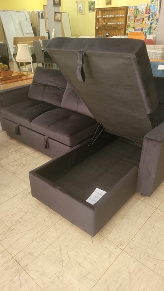 Sofá Cama Chaise Longue Negro CON ARCON ! NUEVO