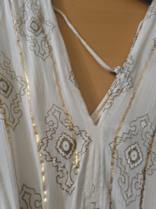 Vestito lungo bianco e oro
