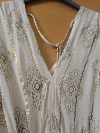 Vestito lungo bianco e oro