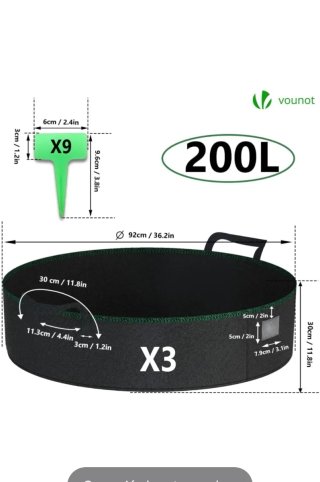 3 Bolsas Cultivo Huerto Urbano 200L