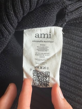 Ami Paris Jersey Negro Logo Rojo Talla S
