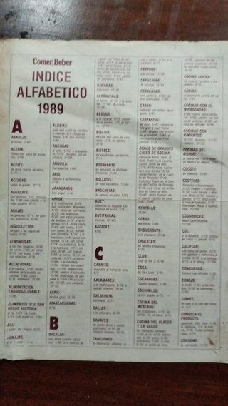 Revistas comer y beber año 1989
