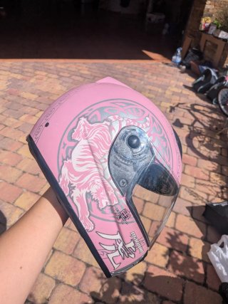 Casco Moto Integral Marushin Rosa/Plata