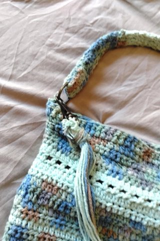 Bolso crochet bandolera tonos agua