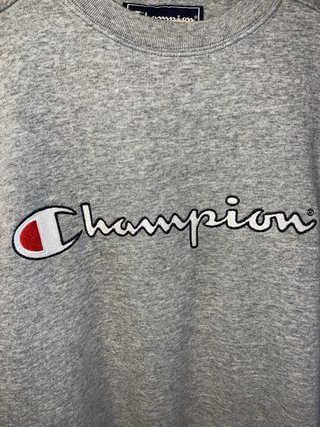 Sudadera Champion Gris Logo Bordado Vintage