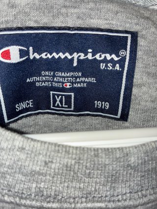 Sudadera Champion Gris Logo Bordado Vintage