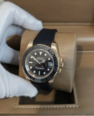 Reloj Seiko Mod Yacht-Master Negro Rose Gold