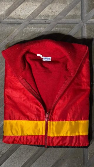 Maglia sportiva vintage zip rossa gialla nera