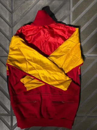 Maglia sportiva vintage zip rossa gialla nera