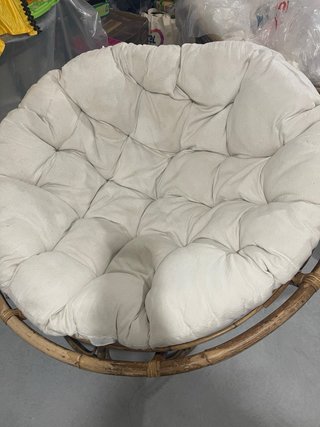 Sillón Ratán Papasan Cojín Beige