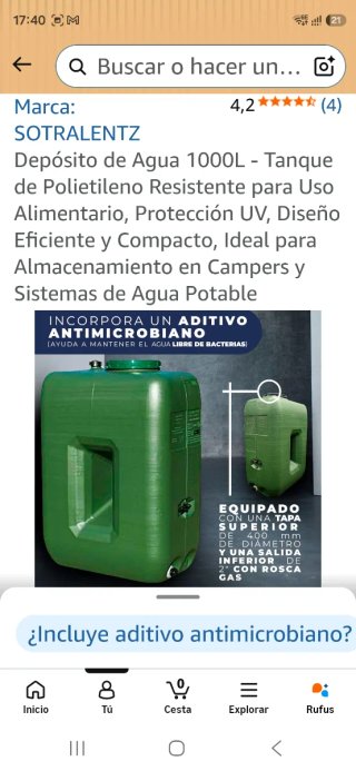 Depósito Agua 1000L Polietileno Resistente